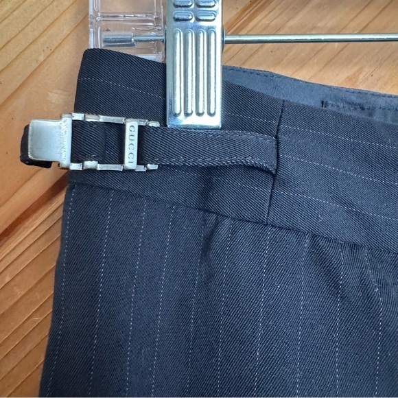Vintage Gucci Black Pinstripe Trousers Size 42 - Picture 2 of 10